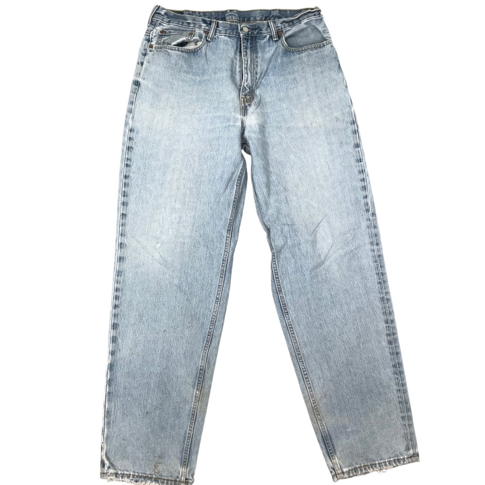 Levi's 560 Comfort Fit Jeans Mens 36x34 Blue Fade Distressed Taper Denim Flaws
